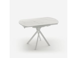 Table extensible en céramique pour cuisine et salon 120x80120 drift - blanc - marbre calacatta