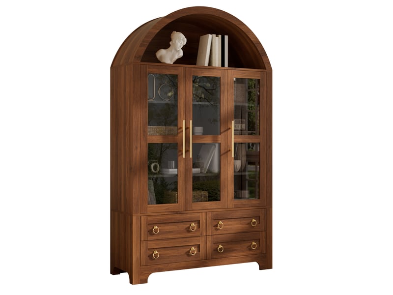  Buffet,110x40x185 cm,3 portes vitrées et 4 tiroirs,mdf,coloris noyer  - Conforama A