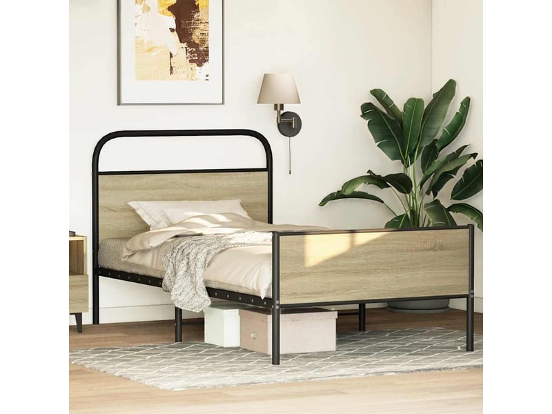  Lit simple- lit adulte -  cadre de lit sans matelas 90x190cm chêne sonoma bois ingénierie  - Conforama C