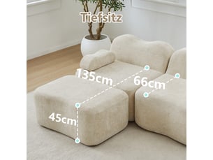 Canapé d'angle compressé réversible fixe <strong>BGSRYAO</strong> <strong></strong> 2 places Velours beige