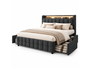 Lit avec rangement 160x200 cm YELENARO   coloris gris