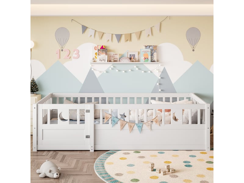  Lit simple 90x190 cm coloris blanc pin lit enfant blanc - Conforama B