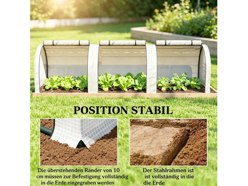 Serre de jardin modulaire 295x100x80 cm – blanche – 3 ouvertures zippées pour protéger vos cultures - Conforama E