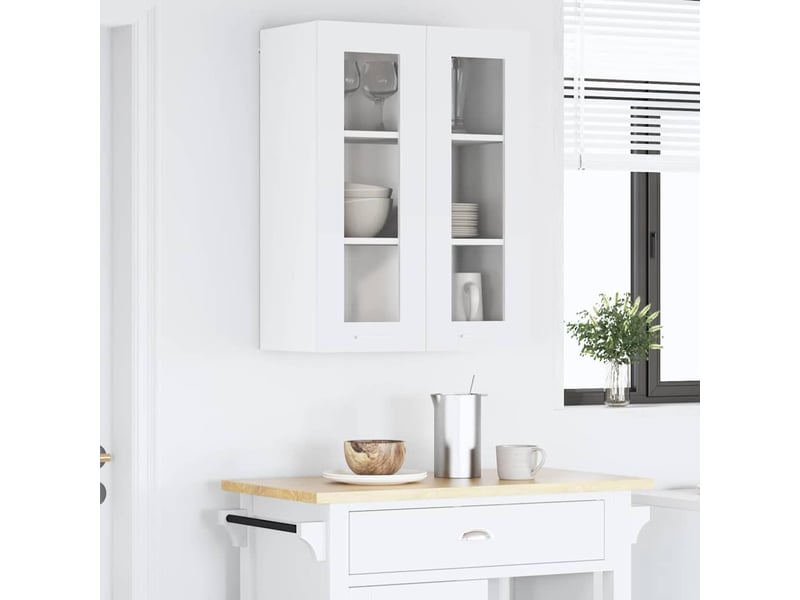 Meuble de rangement cuisine, armoire suspendue blanc 60x31x80cm bois d'ingénierie shl9518 - Conforama D