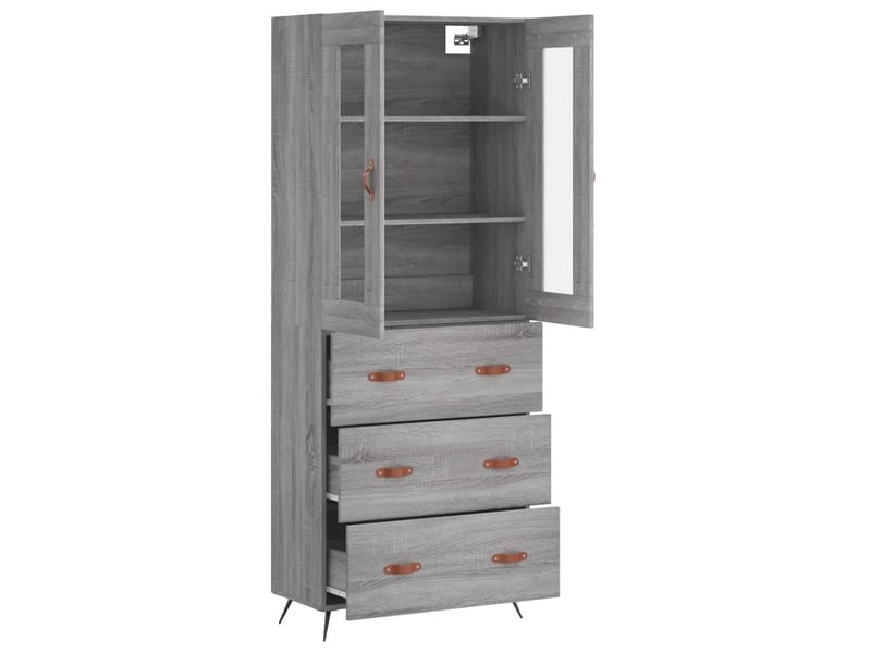  Buffet haut - bahut - meuble de rangement sonoma gris 69,5x34x180 cm bois d'ingénierie  - Conforama C