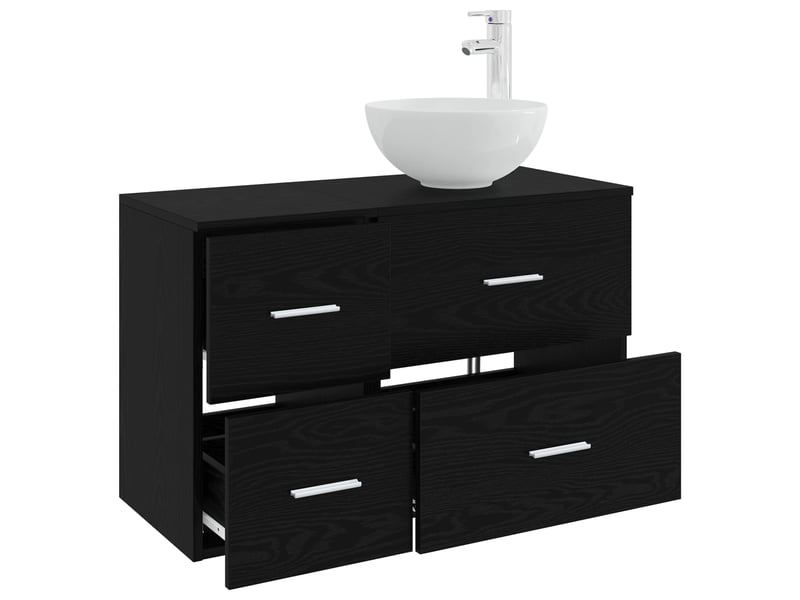  Ensemble de mobilier de salle de bain 2 pcs chêne noir shl33  - Conforama C