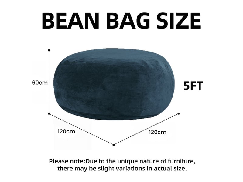  Pouf repose-pieds bleu en flanelle, assise confortable avec mousse à mémoire, dimensions 120x120x60 cm pour salon, chambre, dortoir  - Conforama C