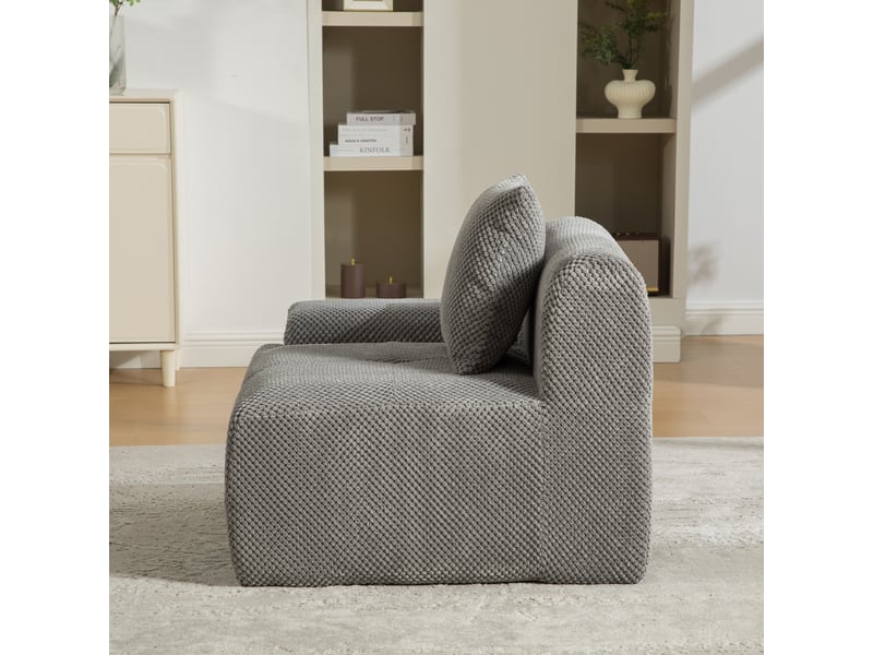  Canapé modulable 1 place en chenille gris, 77 x 157 x 75 cm, sans montage, livré compressé, base antidérapante, coussins inclus, avec repose-pieds CARDUME ESTIVAL - Conforama D