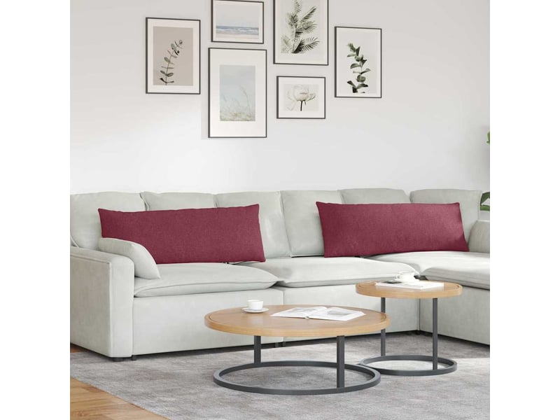  Lot de 2 coussins de canapé, coussins décoratifs tissu bordeaux 120 x 40 cm cf58794  - Conforama B