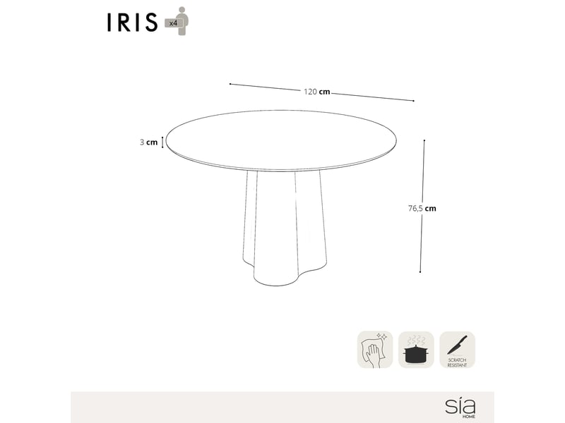  Table à manger micro ciment en mdf finition microciment micro ciment iris STM22MCBL - Conforama E
