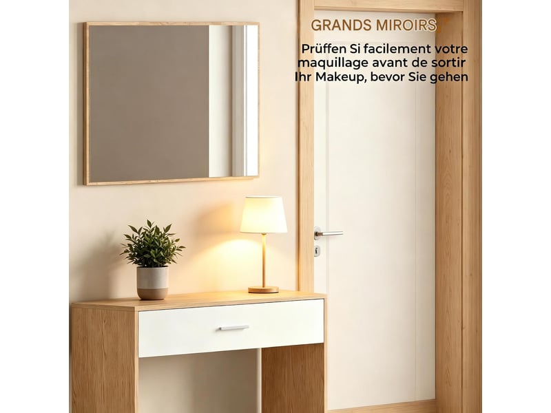  Table console d'entrée avec miroir mural et tiroir de rangement  - Conforama E