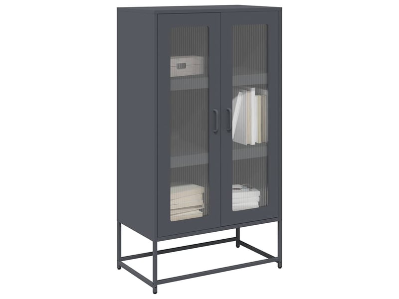 Buffet haut - bahut - meuble de rangement anthracite 68x39x123 cm acier - Conforama B