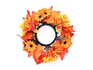 Couronne de bougie décorative feuilles d'érable – décoration automnale pour bougie pilier-style 3
