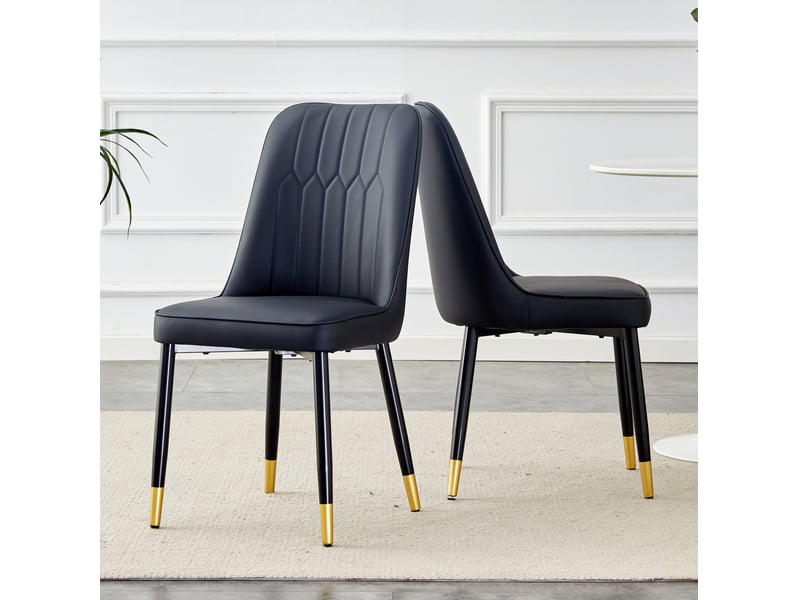  Lot de 2 chaises de salle à manger modernes 40x40x89 cm, confortable, chaise cuisine, assise rembourrée, noir, métal+pu  - Conforama D