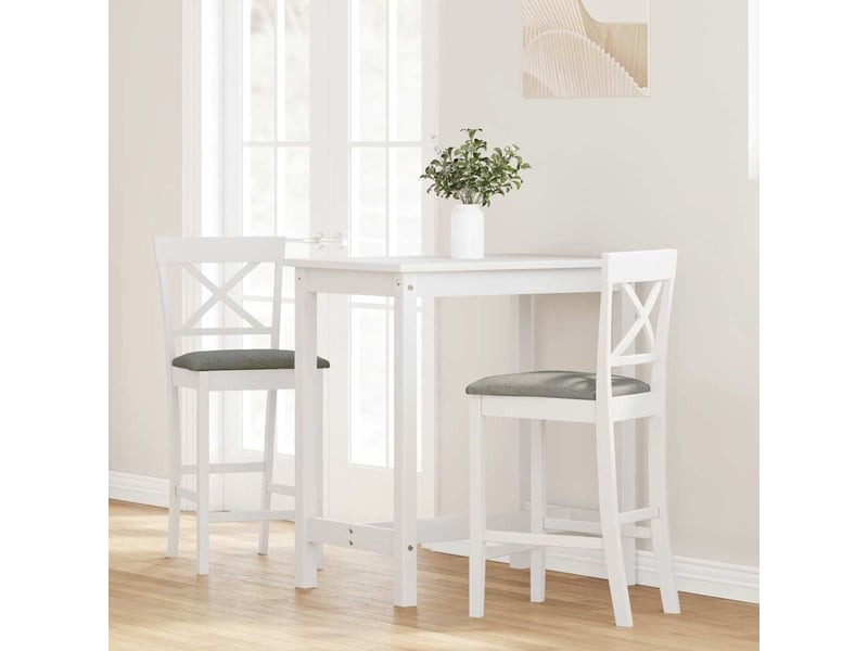  Lot de 2 tabouret de bar avec coussins en bois massif blanc et caoutchouc shl53367  - Conforama C