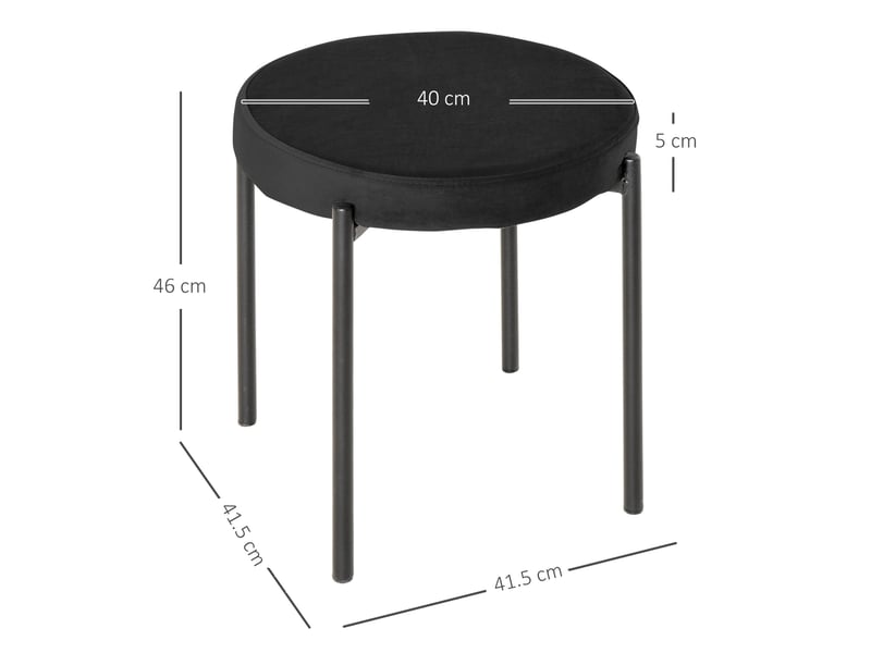 Lot de 4 tabourets de salle à manger empilables avec assise rembourrée aspect velours en métal noir - Conforama C