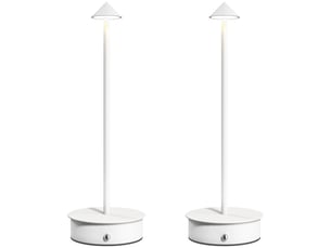 Lot de 2 lampes de table led rechargeables avec port usb, commande tactile et intensité lumineuse réglable, ø10 x 30 cm, blanches