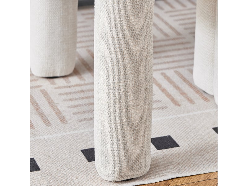 Lot de 2 chaises de salle à manger en tissu beige avec accoudoirs, design moderne et confort rembourré  - Conforama D