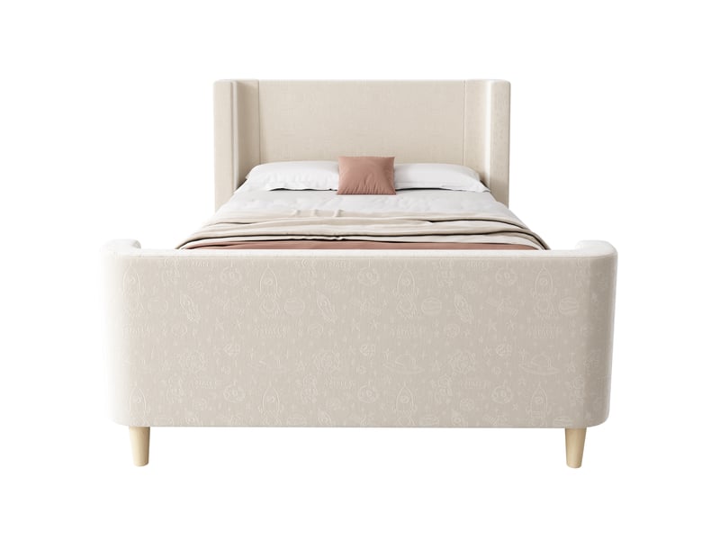  Lit enfant en velours beige 90 x 200 cm  - Conforama A