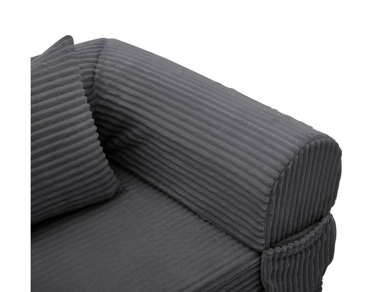  Fauteuil convertible lit simple gris, canapé suspendu velours côtelé compact pour salon et chambre d'amis  - Conforama R