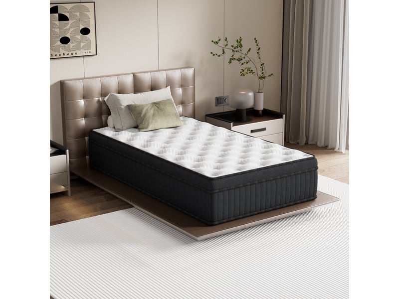 Matelas ressorts ensachés 90x200 cm somniae , accueil mémoire de forme, 25 cm d'épaisseur, noir - Conforama E