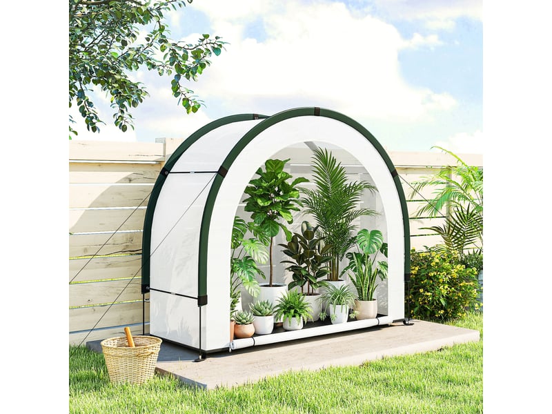  Serre de jardin pliable et portable, petite serre de balcon en bâche pe et porte zippée, 200 x 80 x 164 cm, vert  - Conforama D