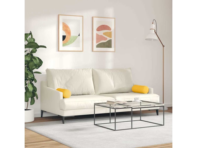  Lot de 2 coussins d'accent, coussins décoratifs, coussins lombaires jaune clair ø 15 x 40 cm cf56739  - Conforama D