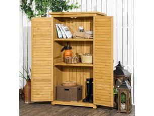 Armoire de jardin abri jardin remise pour outils sur pied 2 étagères portes persiennes toit bitumé étanche bois sapin pré-huilé