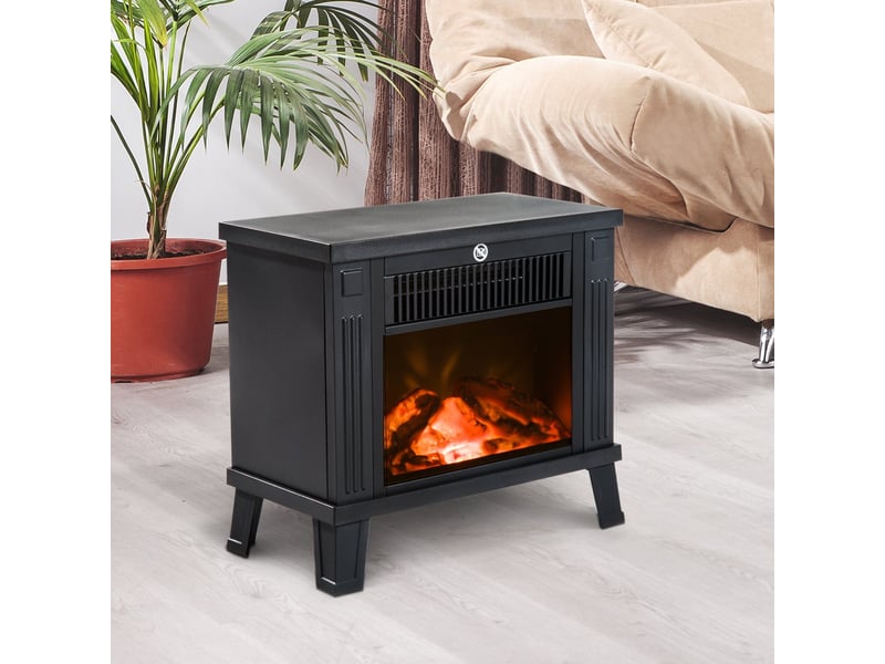  Cheminée électrique, poêle électrique, cheminée autoportante avec effet flamme, 6001200 w, métal, noir, 34 x 17 x 31 cm  - Conforama C