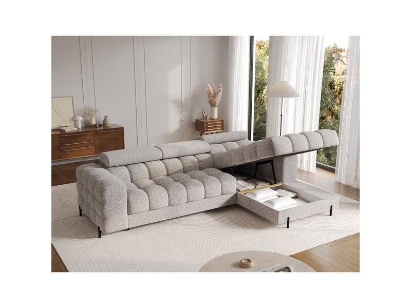 Canapé d'angle droit convertible gris chiné élégance moderne 285x99x181cm filtro - Conforama C