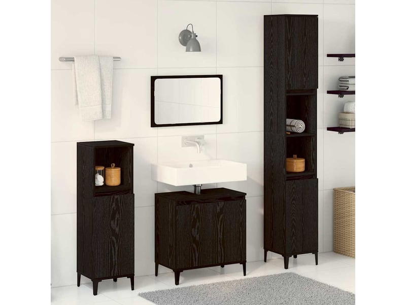  Ensemble de mobilier de salle de bain 3 pc chêne noir cf64320  - Conforama B