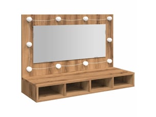 Armoire à miroir avec led chêne artisanal 90x31.5x62 cm