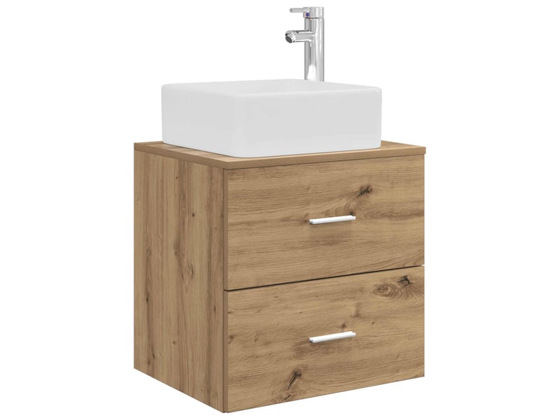 Vanité de lavabo mural, meuble de rangement chêne artisanal 49.5x41x63 cm shl2324 - Conforama A