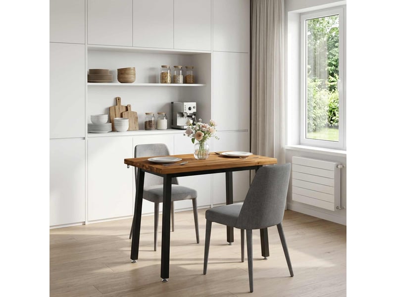  Table à manger moderne 110x55x75 cm bois d'acacia massif naturel et noir shl39820  - Conforama B