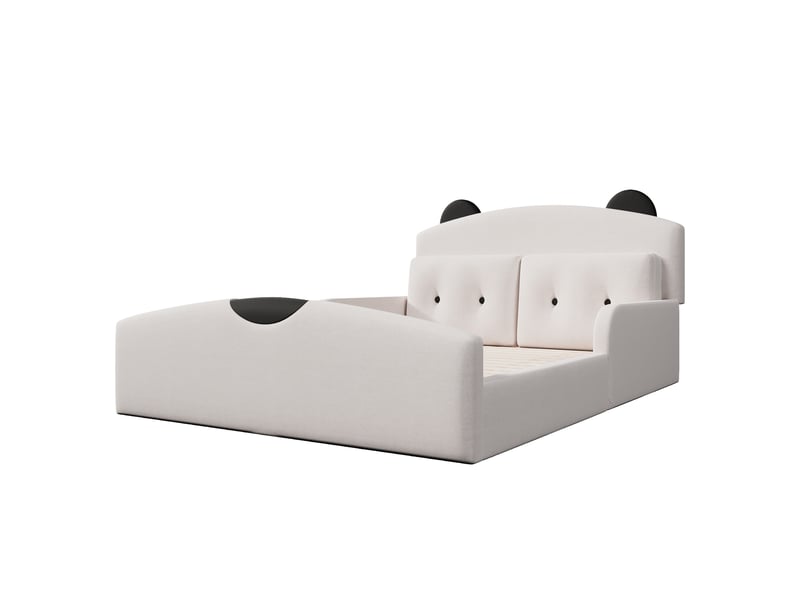  Lit d'enfant 140 x 200, avec 2 coussins décoratifs, en lin, couleur blanc  - Conforama E