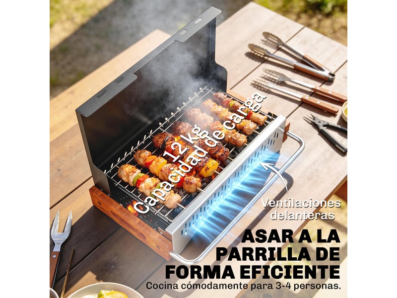  Barbecue à charbon pliable portable, 50,5 x 34 x 33 cm, bac amovible  - Conforama W