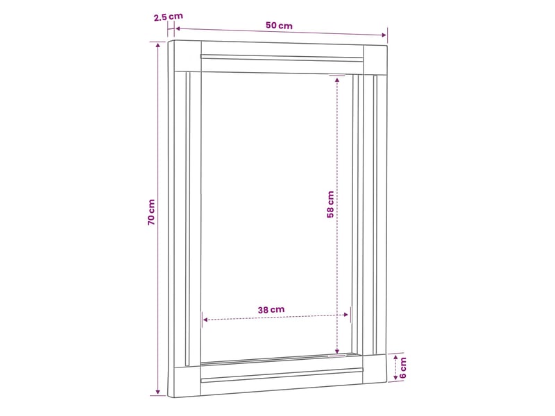 Miroir montage mural marron et noir 70 x 50 x 3 cm verre cf62799  - Conforama E
