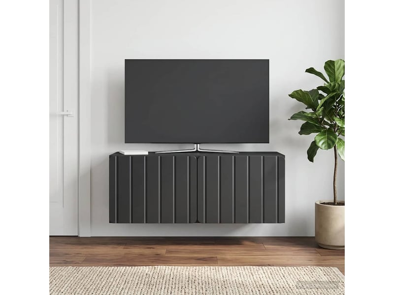  Meuble tv - banc tv - meuble de rangement mural 78,5 x 31 x 30 cm noir bois d'ingénierie  - Conforama B