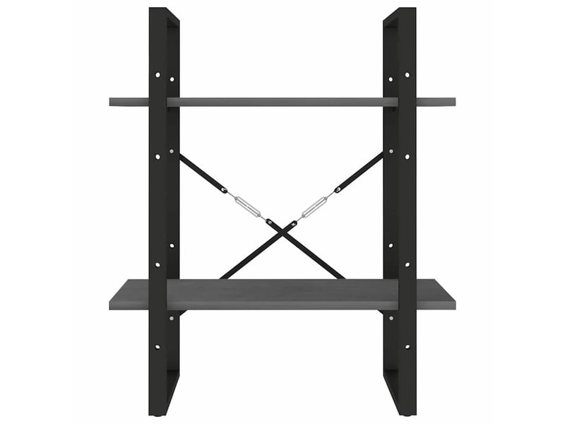  Bibliothèque à 2 niveaux, armoire à livres gris 60x30x70 cm bois de pin massif  - Conforama E