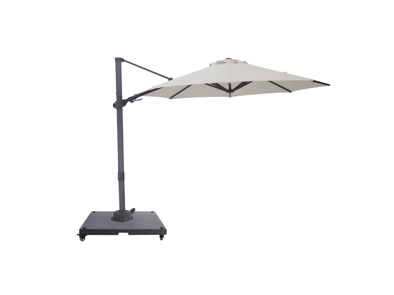  Axi solis parasol déporté rond avec pied de parasol, ø 300 cm, anthracitebeige | pour le jardin terrasse avec armature thermolaquée | housse de protection inclus  - Conforama A