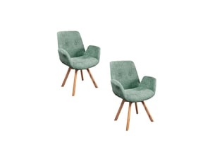 Lot de 2 chaises design sorrano pivotantes à 360° en tissu bouclette vert menthe et pieds en chêne clair