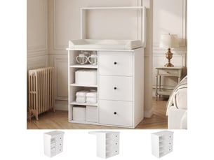 Table à langer 2 en 1 avec tiroirs de rangement, 82x50x100 cm, commode à langer blanche, sans matelas à langer