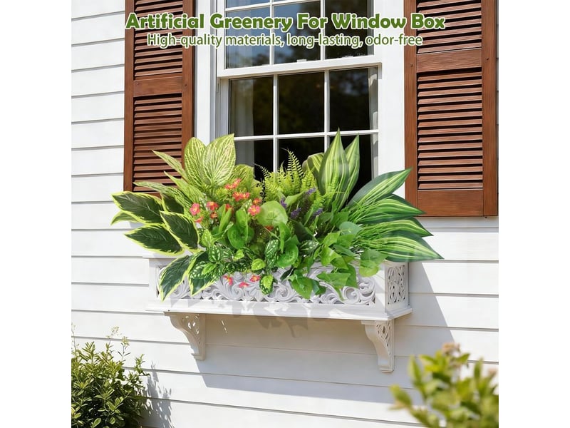  Lot de 14 plantes artificielles d'extérieur résistantes aux uv avec tiges et fleurs en plastique pour jardin, porche, jardinière, terrasse  - Conforama D