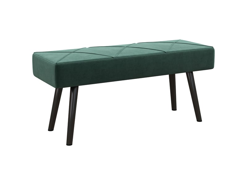  Banquette capitonnée, banquette de lit, aspect velours, 100 x 36 x 45 cm, verte  - Conforama A