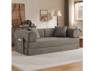 Canapé convertible 2 places avec fonction lit - confort en mousse, structure acier, corduroy taupe
