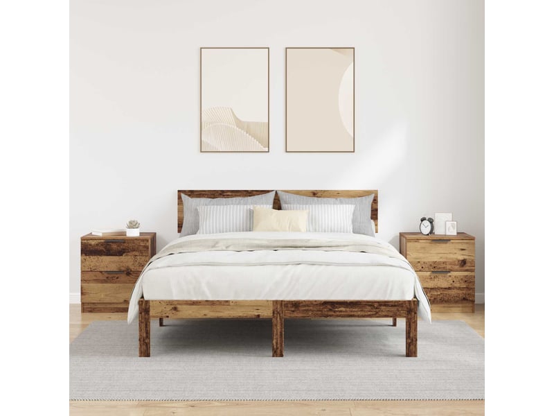 Table de chevet - cabinet de chevet - table de nuit 2 pc bois ancien 45 x 39 x 50cm - Conforama C