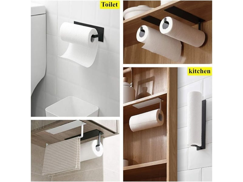  Porte-rouleau inox 304, fixation adhésive 3m sans perçage - pour cuisine, toilettes et salle de bain  - Conforama B