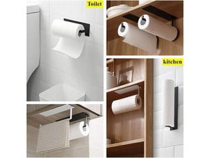 Porte-rouleau inox 304, fixation adhésive 3m sans perçage - pour cuisine, toilettes et salle de bain