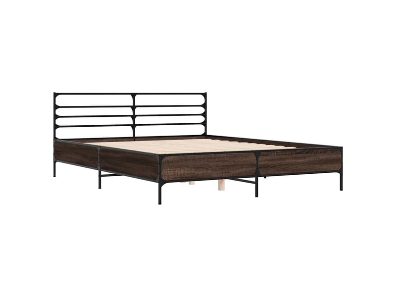  Lit double- lit adulte -  cadre de lit sans matelas chêne marron 150x200 cm  - Conforama B