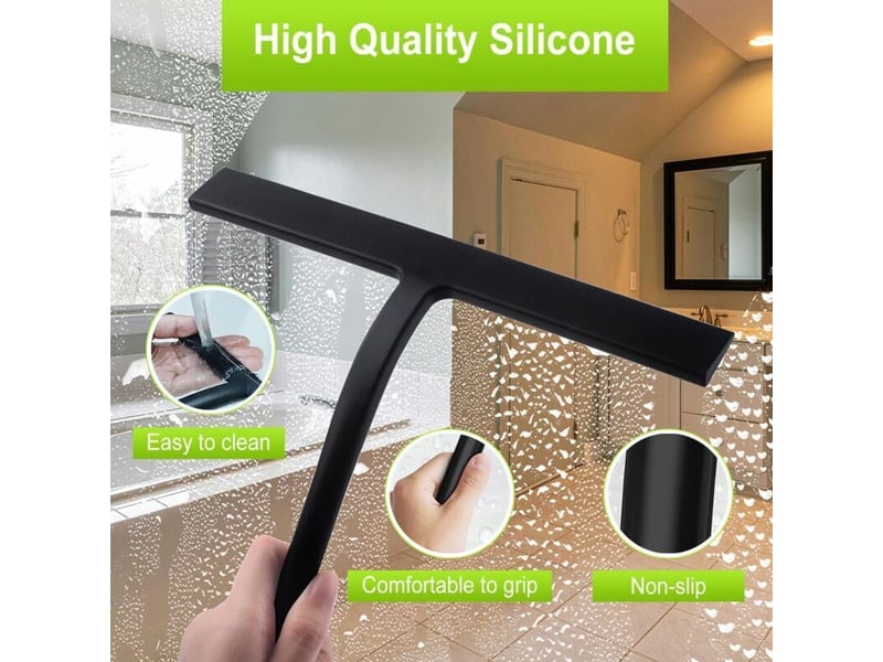  Raclette de douche, 28cm raclette de douche nettoyage sans, avec support en silicone raclette douche, pour douche,, carrelage, miroir, fenêtre  - Conforama C